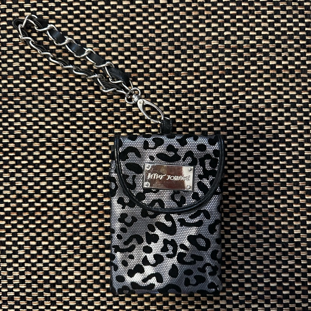 Betsey Johnson Black and Silver Leopard Phone Case
